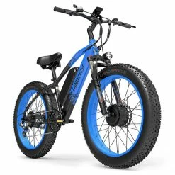 LANKELEISI MG740 PLUS Electric Bike 26*4.0'' Tires 1000W*2 Dual Motor 20Ah Battery 49km/h Max Speed - Black & Blue -Zhengbu Shop LANKELEISI MG740 PLUS Electric Bike Black Blue 519177 2