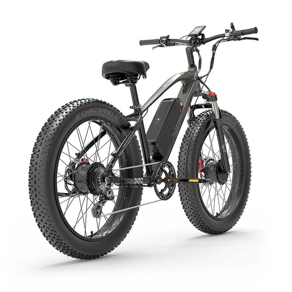 LANKELEISI MG740 PLUS Electric Bike 26*4.0'' Tires 1000W*2 Dual Motor 20Ah Battery 49km/h Max Speed - Black & Grey 5 LANKELEISI MG740 PLUS Electric Bike 26*4.0'' Tires 1000W*2 Dual Motor 20Ah Battery 49km/h Max Speed - Black & Grey - Image 5