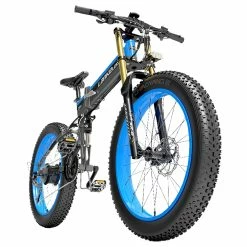LANKELEISI T750 Plus Big Fork Electric Bike 26*4.0 Inch Fat Tire 1000W Motor 40Km/h Max Speed 48V 17.5Ah Battery 100KM Range Shimano 27-Speed 180KG Max Load - Blue