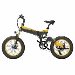 Alternative view of LANKELEISI X3000 Plus Folding Electric Mountain Bike Big Fork 20*4.0 Inch Fat Tires 48V 1000W Motor 17.5Ah Battery 43Km/h Max Speed Shimano 7-Speed Gear IP54 Waterproof - Black & Yellow