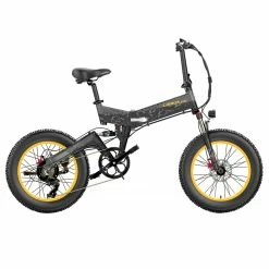 LANKELEISI X3000 Plus Folding Electric Mountain Bike 20*4.0 Inch Fat Tires 1000W Motor 40Km/h Max Speed 48V 17.5Ah Battery 100KM Range 180KG Max Load Shimano 7 Speed Double Shock Absorption - Grey