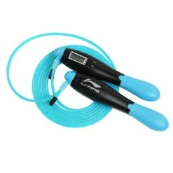 LI-NING Counting Electronic Skipping Rope 2.8m Length Adjustable HD Display Durable Wire Rope Double Button ABS Anti-slip Handle Four Modes - Blue