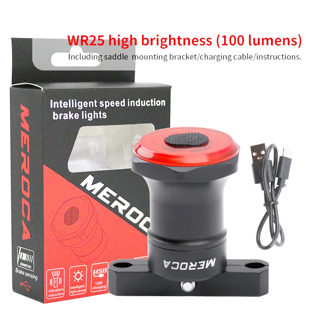 MEROCA WR25 Smart Bike Saddle Tail Light Brake Sensing Bicycle Rear Flashlight With 500mAh Battery 4 Light Modes - Image 5