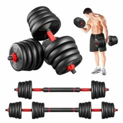 MOVTOTOP 2-in-1 Adjustable Dumbbell Set, 30kg Total Weight, 16Pcs 1.25/1.5/2.0/2.5kg Dumbbell Plates Training Tools