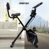 Merax Foldable Cycling Exercise Bike With LCD Screen Adjustable Height And Arm Resistance Bands For Indoor Workout - White