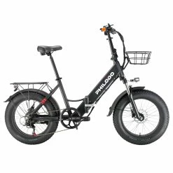 Philodo Bikes PHILODO H4 Foldable Step-Thru Fat Bike 20 Inch 48V 13Ah Removable Battery 250W Motor 25km/h Dual Brakes - Black