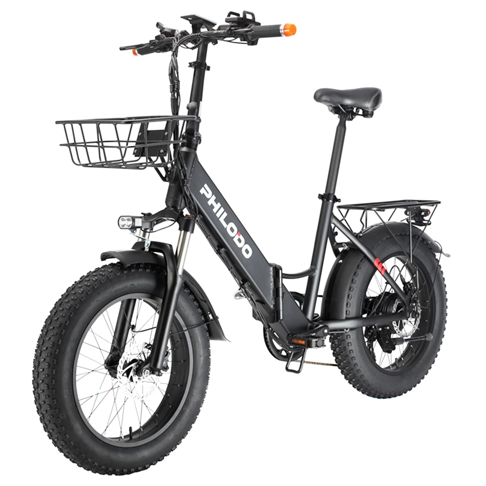 Philodo Bikes PHILODO H4 Foldable Step-Thru Fat Bike 20 Inch 48V 13Ah Removable Battery 250W Motor 25km/h Dual Brakes - Black 4 Philodo Bikes PHILODO H4 Foldable Step-Thru Fat Bike 20 Inch 48V 13Ah Removable Battery 250W Motor 25km/h Dual Brakes - Black - Image 4