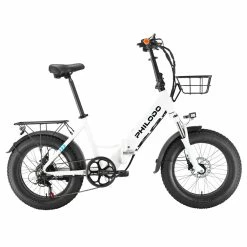 Philodo Bikes PHILODO H4 Foldable Step-Thru Fat Bike 20 Inch 48V 13Ah Removable Battery 250W Motor 25km/h Dual Brakes - White