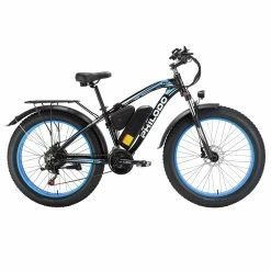 Alternative view of Philodo Bikes PHILODO H7 2.0 Electric Mountain Bike 26*4.0 Inch Fat Tires 48V 13Ah 1000W High-speed Motor 50Km/h Max Speed 65KM Range Removable Battery 21 Speed Gear All Terrain Fat Bike Black & Blue