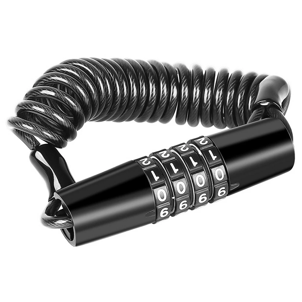 Portable Mini Bicycle Lock Security 4 Digit Resettable Combination Coiling Cable Lock - Black 1 Portable Mini Bicycle Lock Security 4 Digit Resettable Combination Coiling Cable Lock - Black