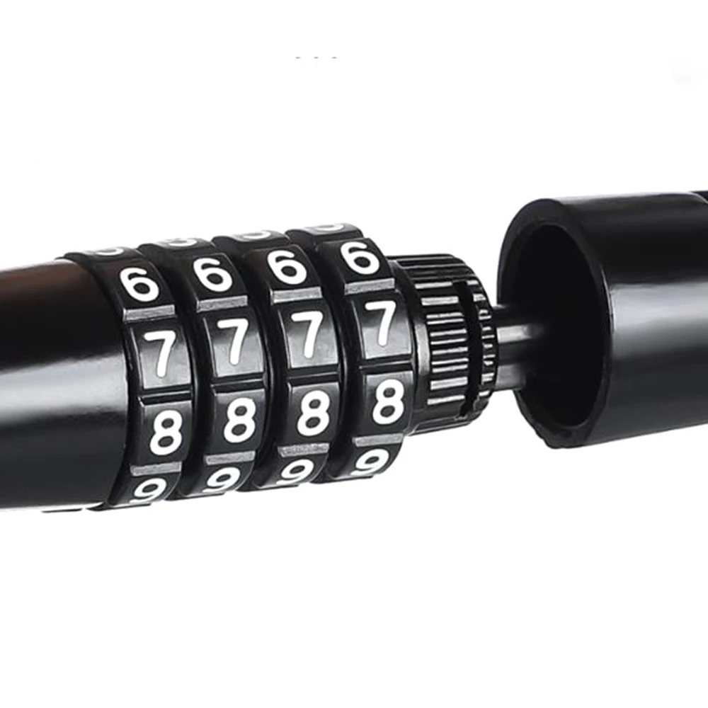 Portable Mini Bicycle Lock Security 4 Digit Resettable Combination Coiling Cable Lock - Black 4 Portable Mini Bicycle Lock Security 4 Digit Resettable Combination Coiling Cable Lock - Black - Image 4