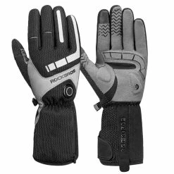 ROCKBROS Bicycles Bikes Motorcycle Gloves Waterproof Heated Thermal Heated Gloves Touch Screen Battery Powered Three Gears Adjustment Anti-Slip Cycling Skiing Climbing Gloves Winter Heating Gloves - L
