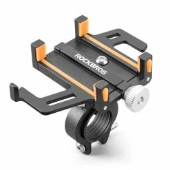 ROCKBROS Phone Holder For Motorcycle Electric Bike Alloy Bracket Five Claws - Black & Orange