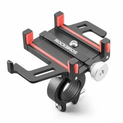 ROCKBROS Phone Holder For Motorcycle Electric Bike Alloy Bracket Five Claws - Black & Red
