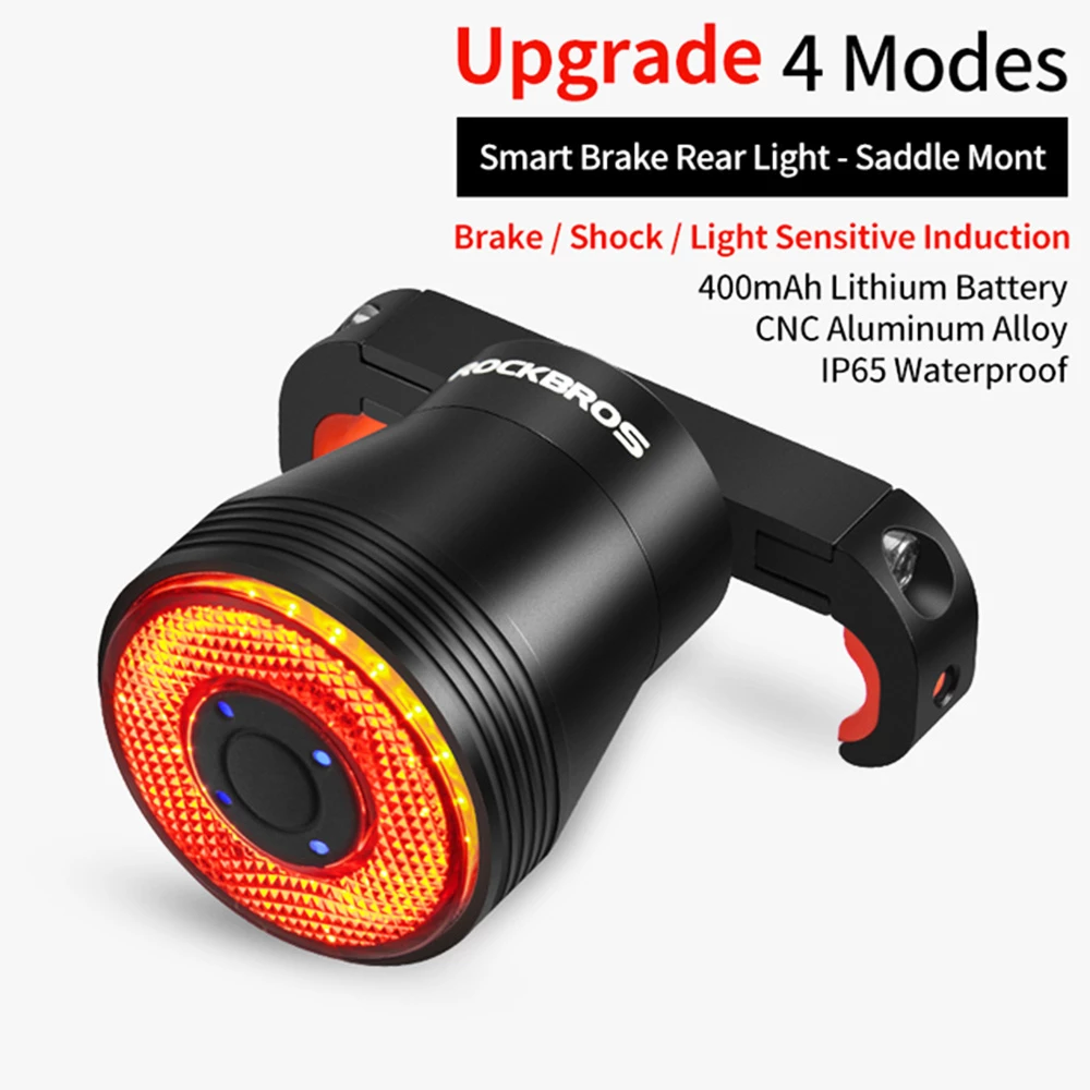ROCKBROS Q5 Bike Light Smart Sensor LED Light IPX6 Waterproof 4 Flash Modes Taillight - Saddle Bracket - Image 2