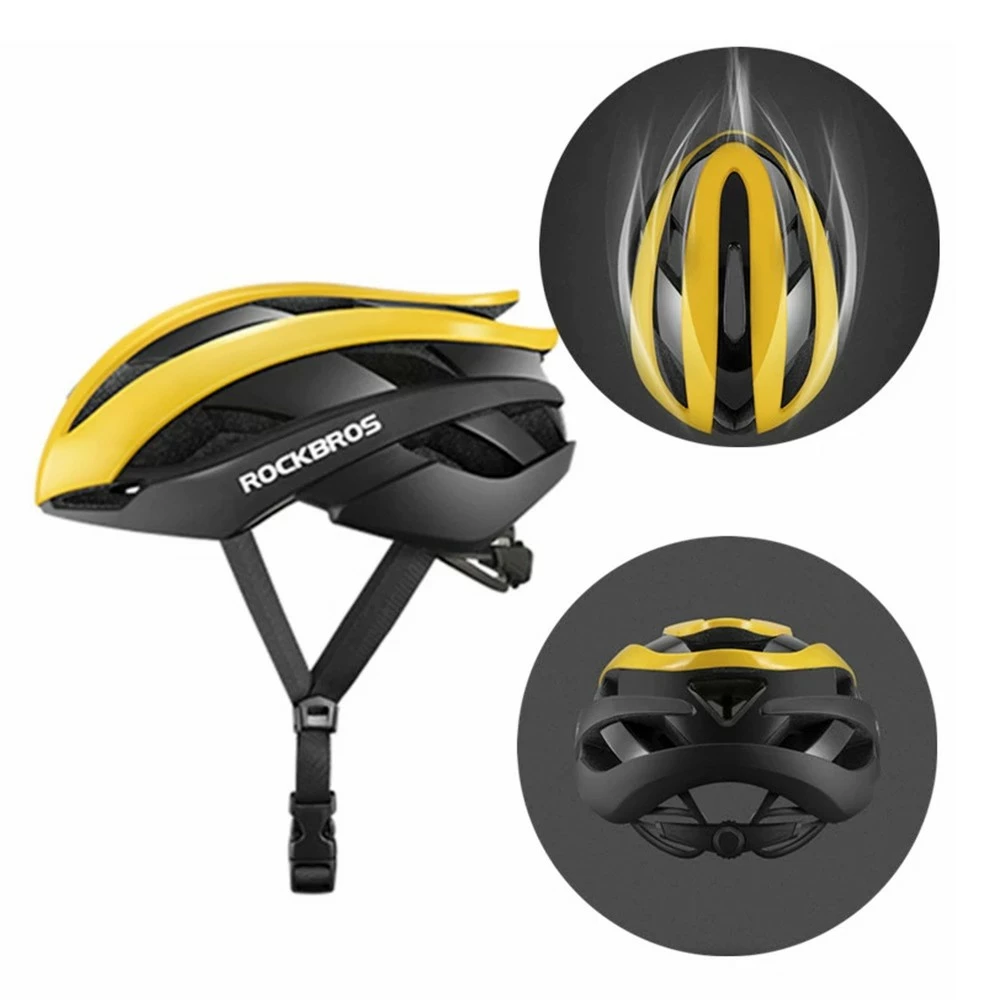 ROCKBROS RB-01 Cycling Helmet Ultralight Road Bike Helmet MTB Scooter Helmet Caps - Yellow M 2 ROCKBROS RB-01 Cycling Helmet Ultralight Road Bike Helmet MTB Scooter Helmet Caps - Yellow M - Image 2