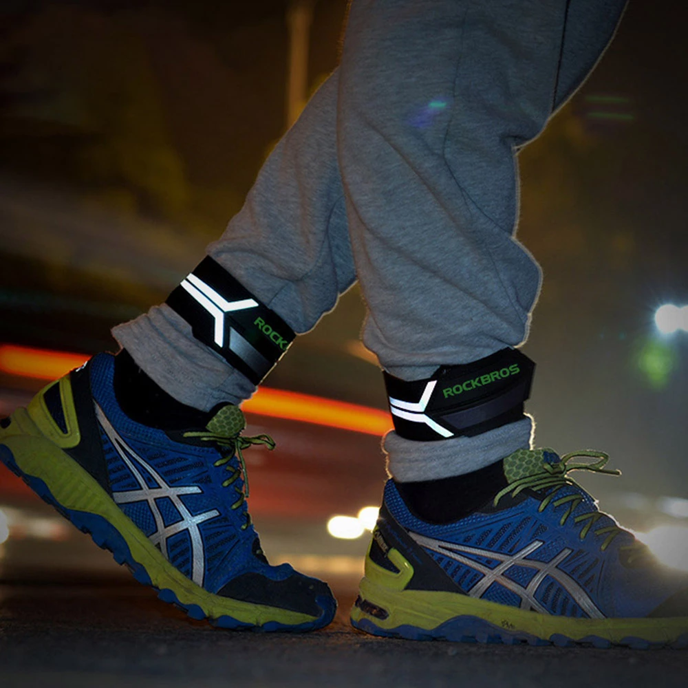 ROCKBROS Reflective Pant Band For Night Running, Cycling, Walking, Adjustable Elastic Safety Gear For Runner - Colorful - Image 3