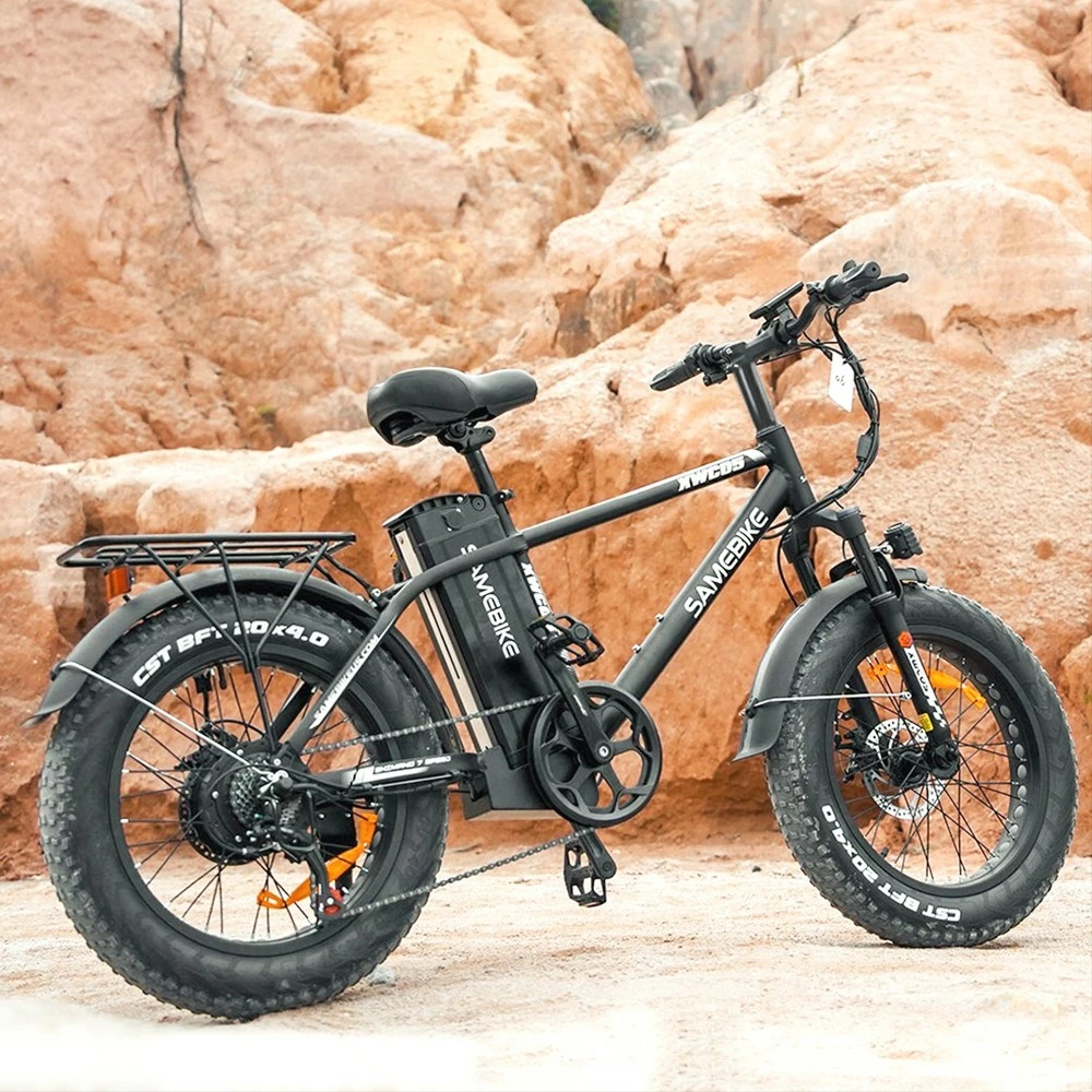SAMEBIKE XWC05 Electric Mountain Bike 20*4.0 Inch Fat Tire 750W Brushless Geared Motor 35Km/h Max Speed 48V 13Ah Battery 80KM Range Shimano 7-Speed Double Disc Brake - Silver 6 SAMEBIKE XWC05 Electric Mountain Bike 20*4.0 Inch Fat Tire 750W Brushless Geared Motor 35Km/h Max Speed 48V 13Ah Battery 80KM Range Shimano 7-Speed Double Disc Brake - Silver - Image 6