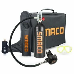 SMACO S400 1L Mini Scuba Diving Tank With DOT Certified 15-20 Minutes Using Time 1L Portable Bag - Black