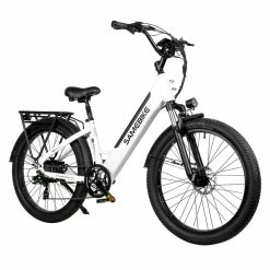 Samebike RS-A01 Electric Bike 750W Motor 70N.m 25-35km/h Max Speed 48V 14Ah Battery 26*3'' Tires With Rear Rack - White