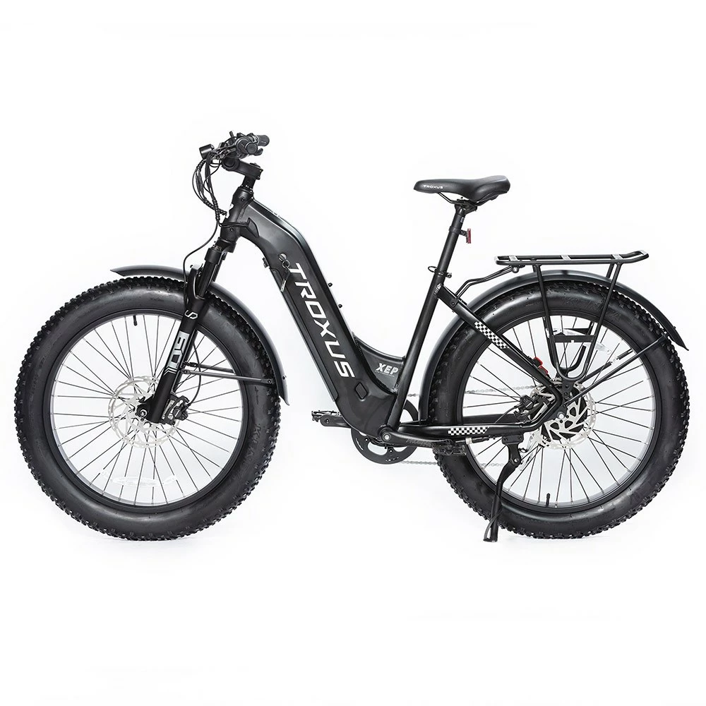 Troxus Explorer Step Thru Electric Bike 26*4.0 Inch Fat Tire 750W Bafang Motor 45Km/h Speed 48V 20Ah Samsung Battery Shimano 8 Speed 125kg Load - Black 1 Troxus Explorer Step Thru Electric Bike 26*4.0 Inch Fat Tire 750W Bafang Motor 45Km/h Speed 48V 20Ah Samsung Battery Shimano 8 Speed 125kg Load - Black