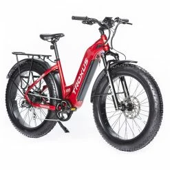 Troxus Explorer Step Thru Electric Bike 26*4.0 Inch Fat Tire 750W Bafang Motor 45Km/h Speed 48V 20Ah Samsung Battery Shimano 8 Speed 125kg Load - Red