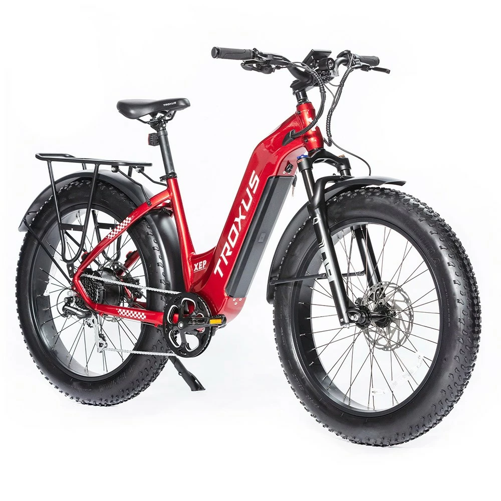 Troxus Explorer Step Thru Electric Bike 26*4.0 Inch Fat Tire 750W Bafang Motor 45Km/h Speed 48V 20Ah Samsung Battery Shimano 8 Speed 125kg Load - Red 1 Troxus Explorer Step Thru Electric Bike 26*4.0 Inch Fat Tire 750W Bafang Motor 45Km/h Speed 48V 20Ah Samsung Battery Shimano 8 Speed 125kg Load - Red