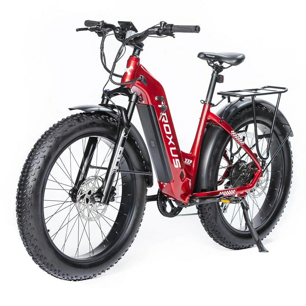 Troxus Explorer Step Thru Electric Bike 26*4.0 Inch Fat Tire 750W Bafang Motor 45Km/h Speed 48V 20Ah Samsung Battery Shimano 8 Speed 125kg Load - Red 3 Troxus Explorer Step Thru Electric Bike 26*4.0 Inch Fat Tire 750W Bafang Motor 45Km/h Speed 48V 20Ah Samsung Battery Shimano 8 Speed 125kg Load - Red - Image 3