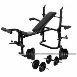 Weight Bench With Weight Rack, Barbell And Dumbbell Set 60.5kg