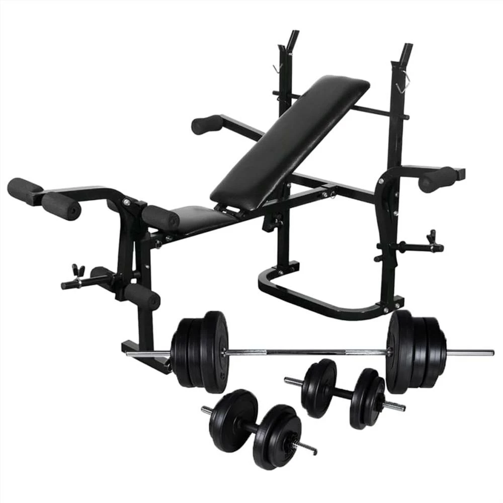 Weight Bench With Weight Rack, Barbell And Dumbbell Set 60.5kg 1 Weight Bench With Weight Rack, Barbell And Dumbbell Set 60.5kg