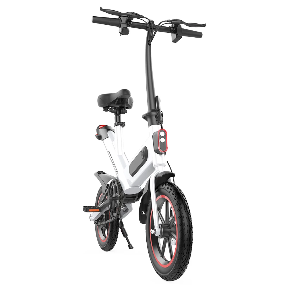 Y1 Electric Bike 350W Motor 36V 10.4Ah Battery 14'' Tire 25km/h Max Speed 30-40km Range - White - Image 3