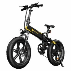 ADO A20F+ Off-road Electric Folding Bike 20*4.0 Inch 250W Brushless DC Motor SHIMANO 7-Speed Rear Derailleur 36V 10.4Ah Removable Battery 25km/h Max Speed Pure Power Up To 50km Range Aluminum Alloy Frame - Black