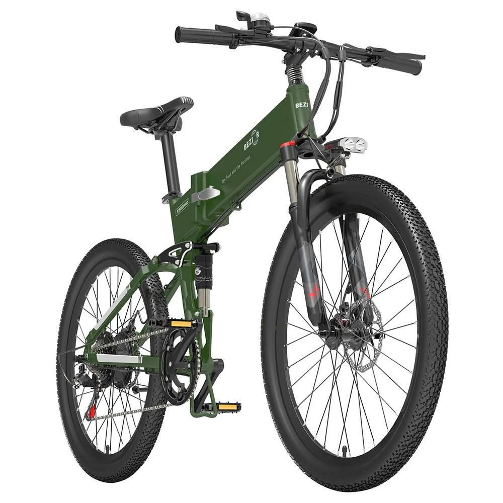 BEZIOR X500 Pro Folding Electric Bike Bicycle 48V 10.4Ah Battery 500W Motor 26 Inch Tire Aluminum Alloy Frame Shimano 7-speed Shift Max Speed 30km/h 100KM Power-assisted Mileage Range LCD Display IP54 Waterproof - Black Green - Image 3