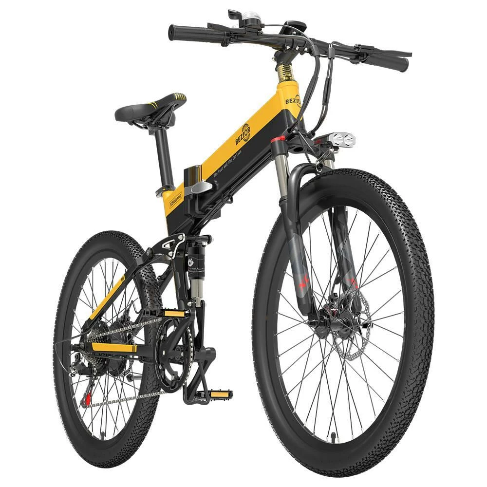 BEZIOR X500 Pro Folding Electric Bike Bicycle 48V 10.4Ah Battery 500W Motor 26 Inch Tire Aluminum Alloy Frame Shimano 7-speed Shift Max Speed 30km/h 100KM Power-assisted Mileage Range LCD Display IP54 Waterproof - Black Yellow - Image 4