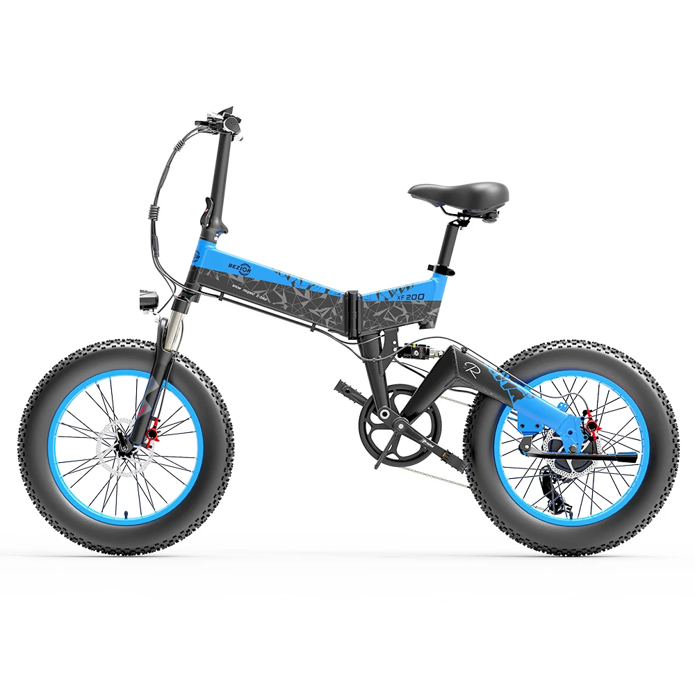 BEZIOR XF200 Folding Electric Bike 48V 15Ah Battery 1000W Motor 20x4.0 Inch Fat Tire Aluminum Alloy Frame Shimano 7-speed Shift Max Speed 40km/h 130KM Power-assisted Mileage Range LCD Display IP54 Waterproof - Black Blue 4 BEZIOR XF200 Folding Electric Bike 48V 15Ah Battery 1000W Motor 20x4.0 Inch Fat Tire Aluminum Alloy Frame Shimano 7-speed Shift Max Speed 40km/h 130KM Power-assisted Mileage Range LCD Display IP54 Waterproof - Black Blue - Image 4