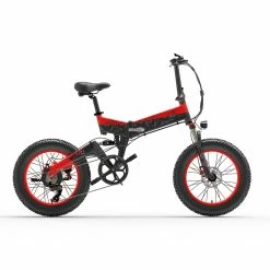 BEZIOR XF200 Folding Electric Bike 48V 15Ah Battery 1000W Motor 20x4.0 Inch Fat Tire Aluminum Alloy Frame Shimano 7-speed Shift Max Speed 40km/h 130KM Power-assisted Mileage Range LCD Display IP54 Waterproof - Black Red