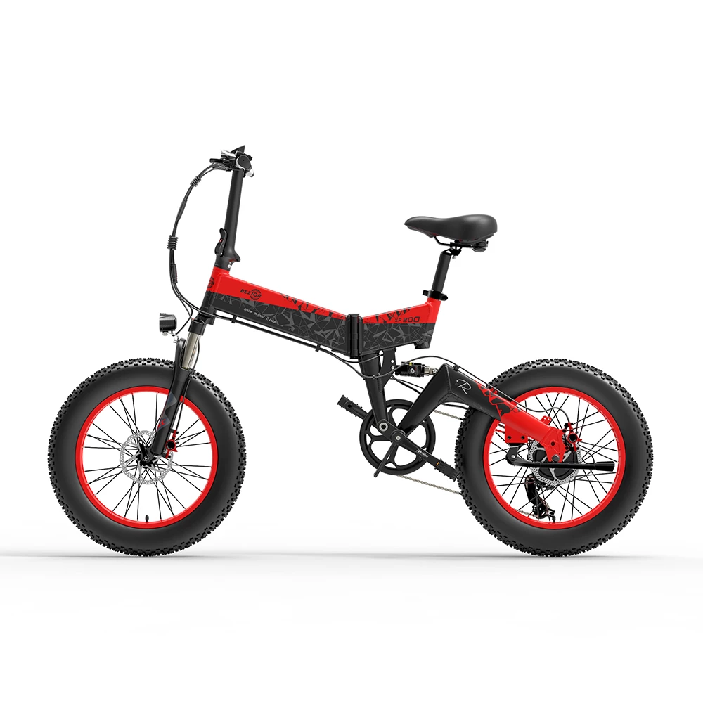 BEZIOR XF200 Folding Electric Bike 48V 15Ah Battery 1000W Motor 20x4.0 Inch Fat Tire Aluminum Alloy Frame Shimano 7-speed Shift Max Speed 40km/h 130KM Power-assisted Mileage Range LCD Display IP54 Waterproof - Black Red 2 BEZIOR XF200 Folding Electric Bike 48V 15Ah Battery 1000W Motor 20x4.0 Inch Fat Tire Aluminum Alloy Frame Shimano 7-speed Shift Max Speed 40km/h 130KM Power-assisted Mileage Range LCD Display IP54 Waterproof - Black Red - Image 2