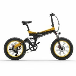 BEZIOR XF200 Folding Electric Bike 48V 15Ah Battery 1000W Motor 20x4.0 Inch Fat Tire Aluminum Alloy Frame Shimano 7-speed Shift Max Speed 40km/h 130KM Power-assisted Mileage Range LCD Display IP54 Waterproof - Black Yellow