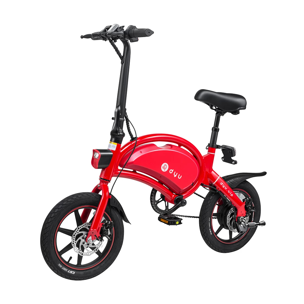 DYU D3+ Folding Moped Electric Bike 14 Inch Inflatable Rubber Tires 240W Motor 10Ah Battery Max Speed 25km/h Up To 45km Range Dual Disc Brakes Adjustable Height APP Control - Red 1 DYU D3+ Folding Moped Electric Bike 14 Inch Inflatable Rubber Tires 240W Motor 10Ah Battery Max Speed 25km/h Up To 45km Range Dual Disc Brakes Adjustable Height APP Control - Red