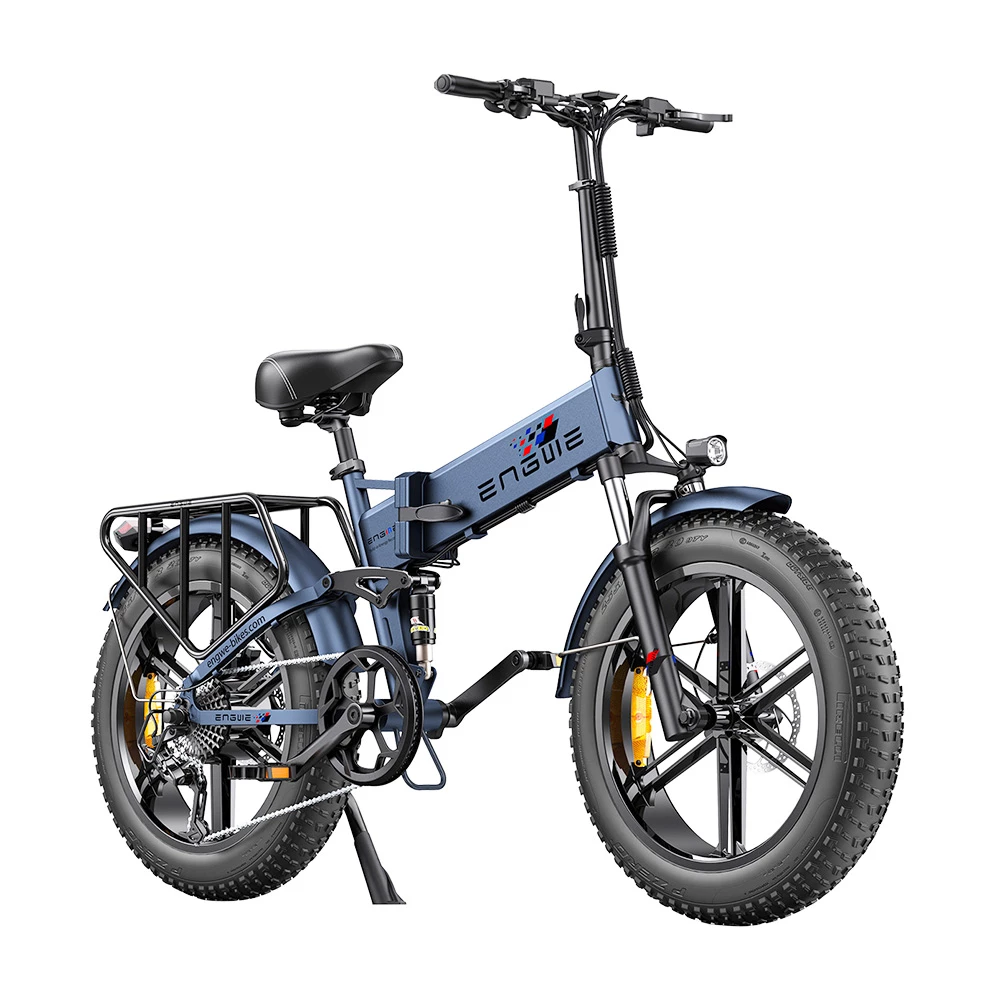 ENGWE ENGINE Pro Folding Electric Bicycle 20*4.0 Inch Fat Tire 750W Brushless Motor 48V 16Ah Battery 45km/h Max Speed Up To 120KM Range 8 Speed System LCD Smart Display Hydraulic Disc Brakes - Blue