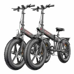 2PCS ENGWE EP-2 Pro Electric Bicycle 20 *4.0 Inch Fat Tires 750W Motor 48V 13Ah Battery 35Km/h Max Speed 100KM Range SHIMANO 7 Speed Gears 150KG Max Load Mountain Beach Snow Bicycle Dual Disc Brake Folding Bike - Black
