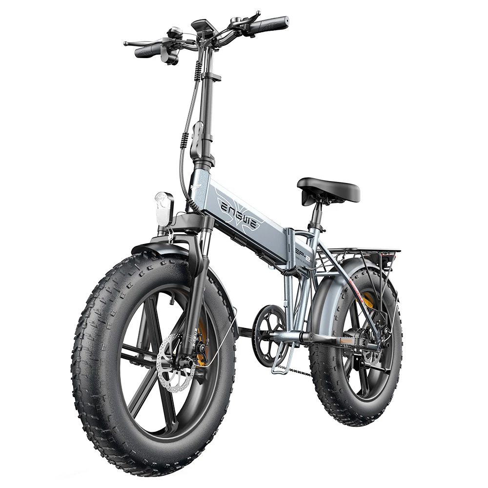 ENGWE EP-2 Pro Folding Electric Bike 2022 Version 20 Inch Fat Tire 750W Motor 13Ah Battery 35km/h Max Speed 100km Range Mountain Beach Snow Bicycle Dual Disc Brake - Gray - Image 2
