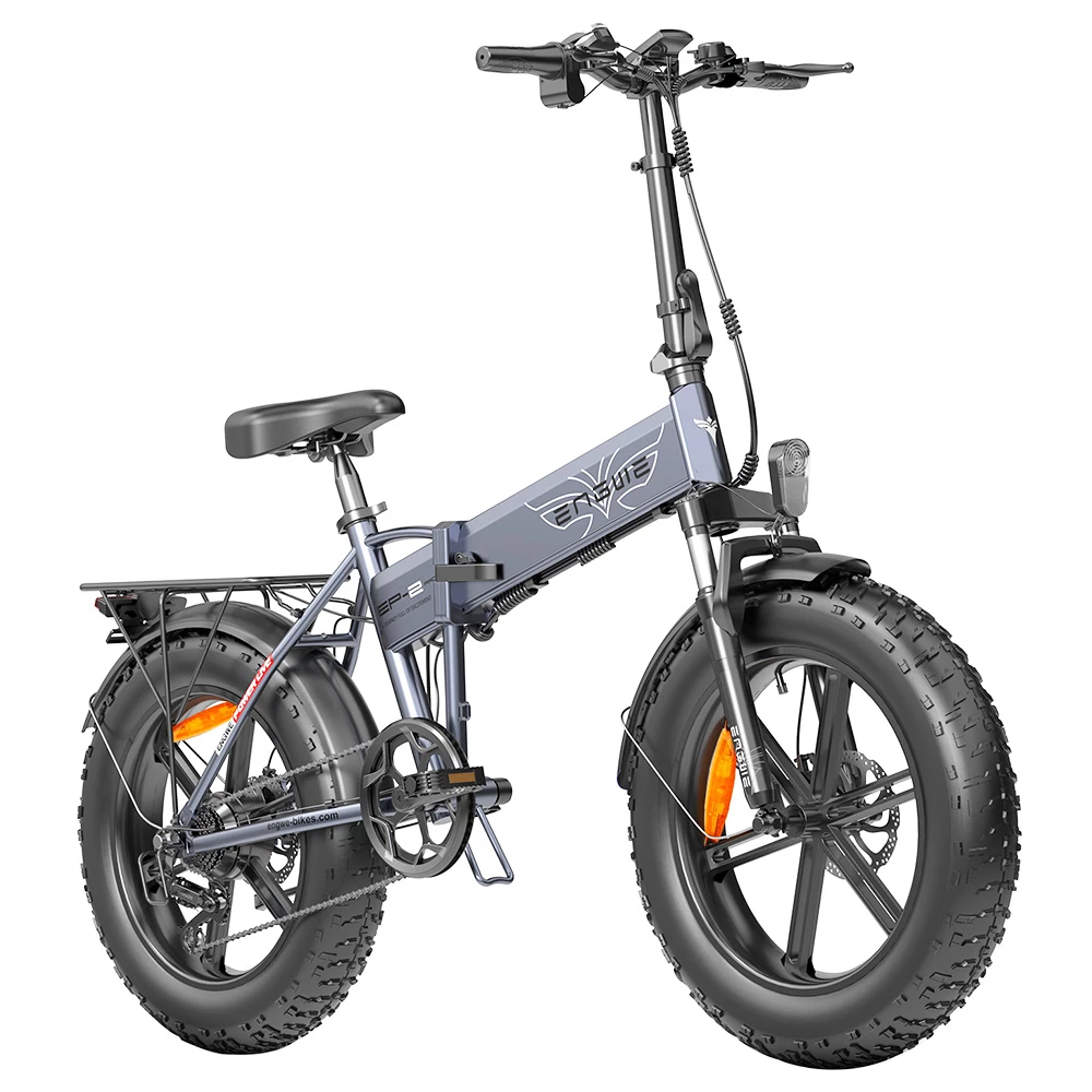 ENGWE EP-2 Pro Folding Electric Bike 2022 Version 20 Inch Fat Tire 750W Motor 13Ah Battery 35km/h Max Speed 100km Range Mountain Beach Snow Bicycle Dual Disc Brake - Gray