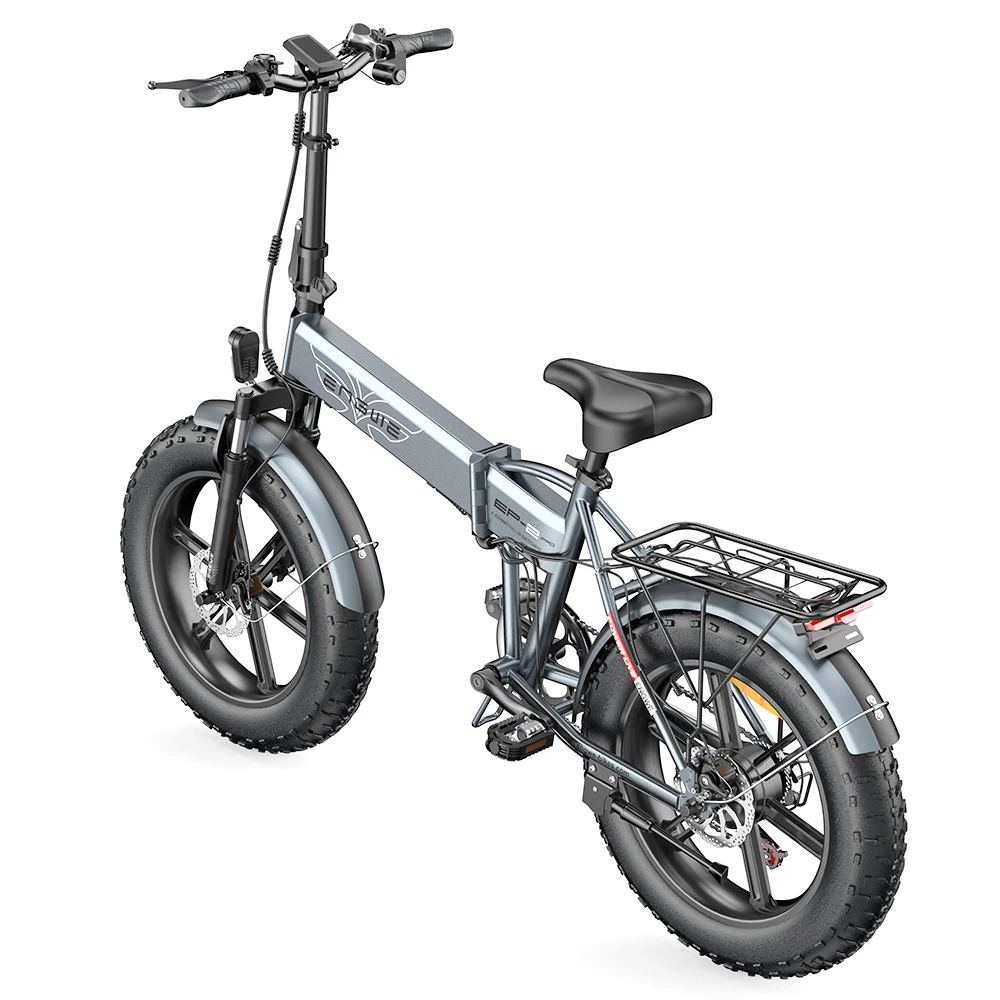 ENGWE EP-2 Pro Folding Electric Bike 2022 Version 20 Inch Fat Tire 750W Motor 13Ah Battery 35km/h Max Speed 100km Range Mountain Beach Snow Bicycle Dual Disc Brake - Gray - Image 3