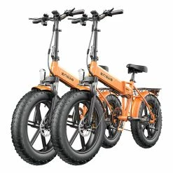 2PCS ENGWE EP-2 Pro Electric Bicycle 20 *4.0 Inch Fat Tires 750W Motor 48V 13Ah Battery 35Km/h Max Speed 100KM Range SHIMANO 7 Speed Gears 150KG Max Load Mountain Beach Snow Bicycle Dual Disc Brake Folding Bike - Orange