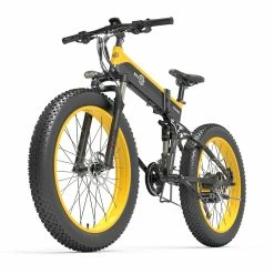 BEZIOR X1500 Fat Tire Folding Electric Mountain Bike 12.8Ah Battery BMS 1500W Motor 26*4.0 Inch Wheels Aluminum Alloy Frame Shimano 27-speed Shifter Max Speed 40km/h 100KM Power-assisted Range IP54 Oil Disc Brake MTB - Black Yellow -Zhengbu Shop ezior x500 26 inch fat tire 10 4ah 500w folding electric bike 1625644792697