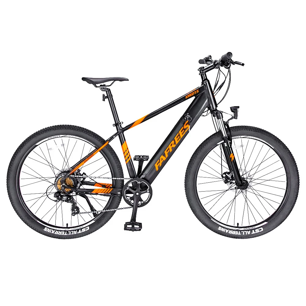 FAFREES 27.5-S Inch Electric Bike 250W With 36V 10Ah Lithium-ion Battery Shimano 7 Speed Gears - Black Orange 1 FAFREES 27.5-S Inch Electric Bike 250W With 36V 10Ah Lithium-ion Battery Shimano 7 Speed Gears - Black Orange