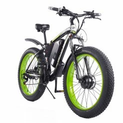 GOGOBEST GF700 26*4.0 Inch Fat Tire Electric Mountain Bike 48V 17.5Ah Battery 2*500W Dual Motor Max Speed 50Km/h 70KM Power-Assisted Range Max Load 200KG IP54 Waterproof Hydraulic Disc Brake MTB Bike 6061 Aluminum Alloy Frame - Black Green
