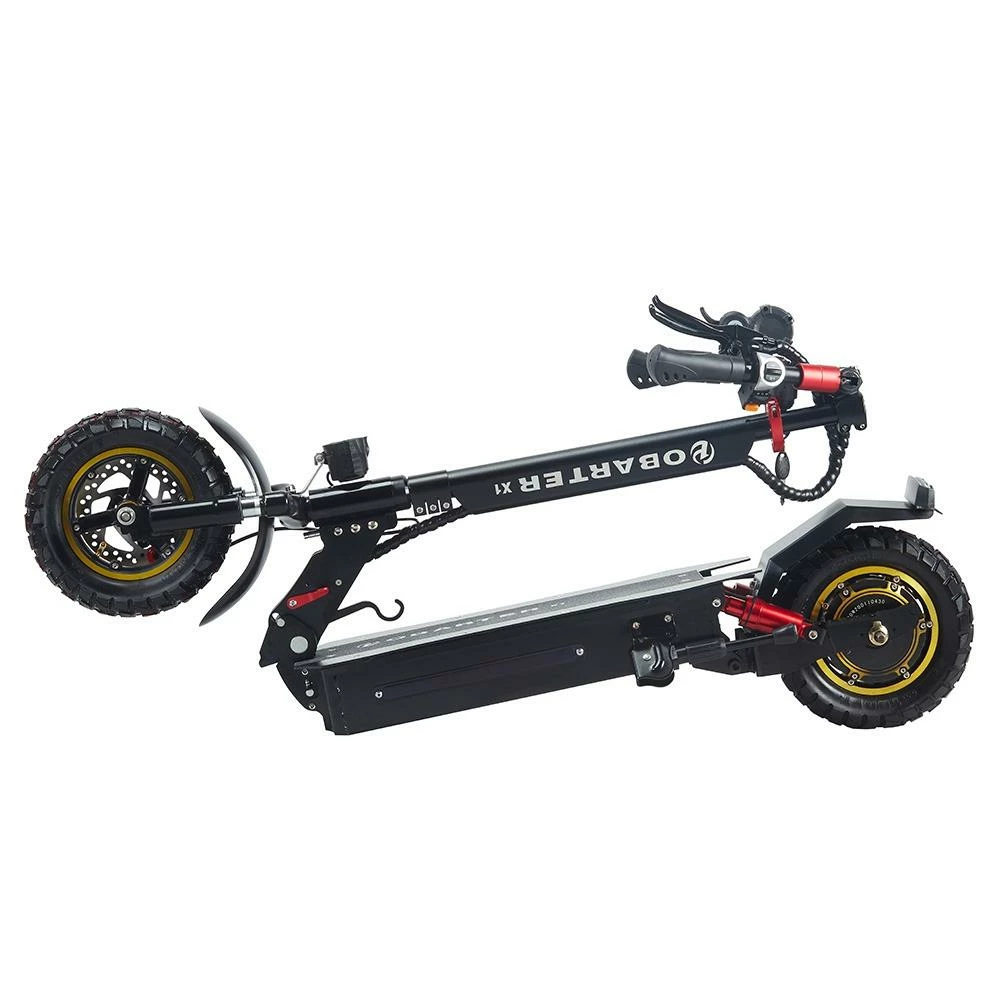 OBARTER X1 Folding Electric Sport Scooter 10" Off-road Tire 500W Brushless Motor 48V 20Ah Battery BMS 3 Speed Modes Dual Disc Brake Max Speed 55KM/h LED Display 40-50KM Long Range - Black 6 OBARTER X1 Folding Electric Sport Scooter 10" Off-road Tire 500W Brushless Motor 48V 20Ah Battery BMS 3 Speed Modes Dual Disc Brake Max Speed 55KM/h LED Display 40-50KM Long Range - Black - Image 6