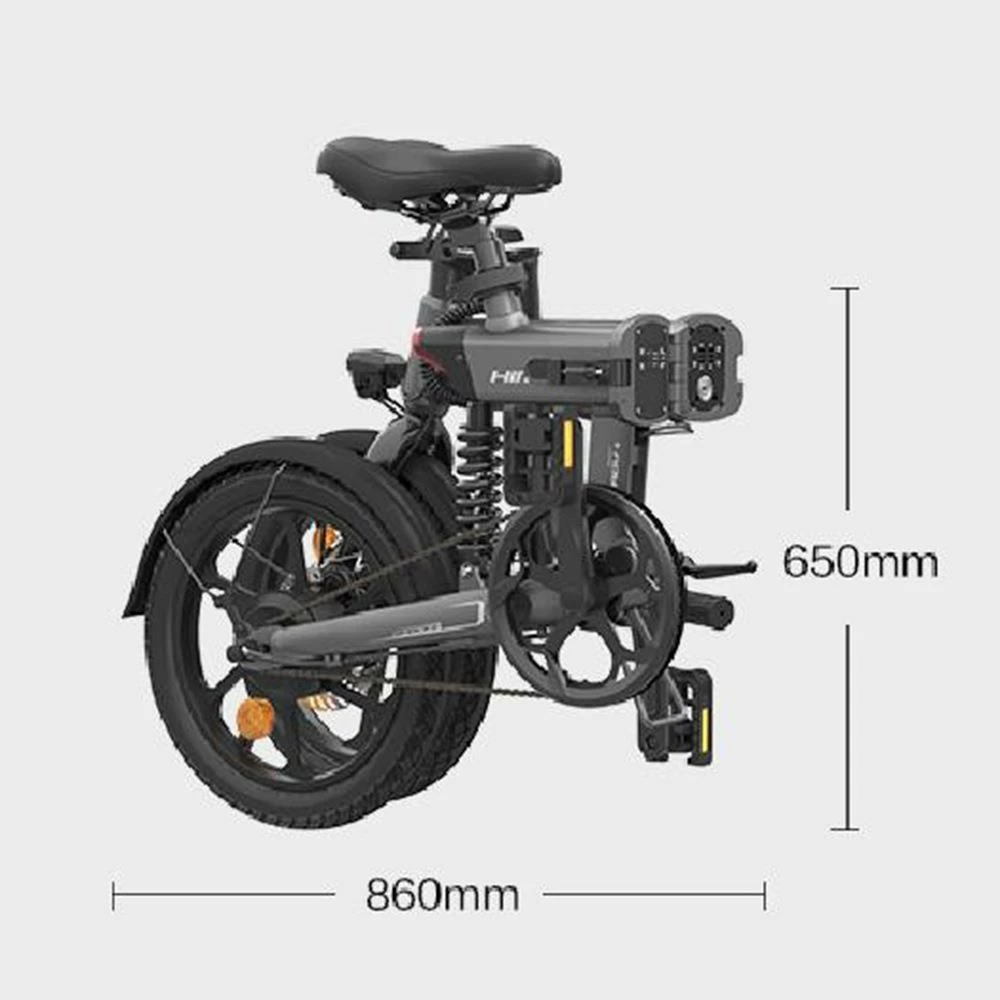 HIMO Z16 Folding Electric Bicycle 16 Inch 250W Motor Up To 80km Range Max Speed 25km/h 10Ah Removable Battery IPX7 Waterproof Smart Display Dual Disc Brake Global Version - Gray - Image 6
